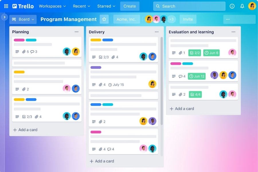 Trello là ứng dụng quản lý dự án đơn giản, linh hoạt cho phép bạn sắp xếp công việc bằng bảng, danh sách và thẻ