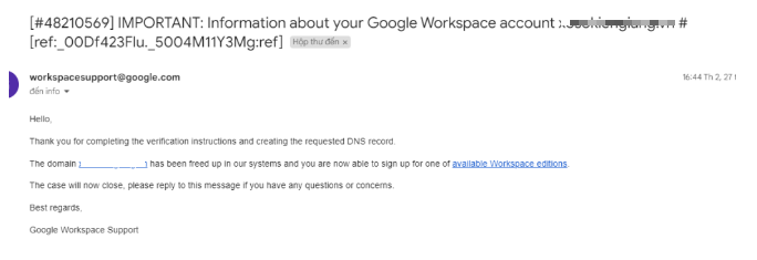 đợi cho hệ thống báo hoàn thành