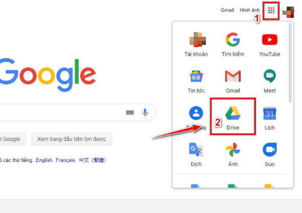 mở google  drive