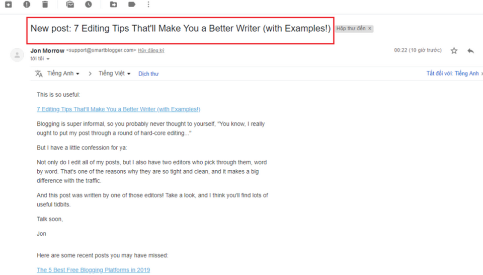giới hạn tiêu  đề gmail