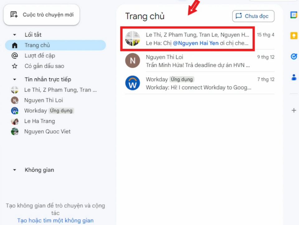 Xem danh sách phòng chat
