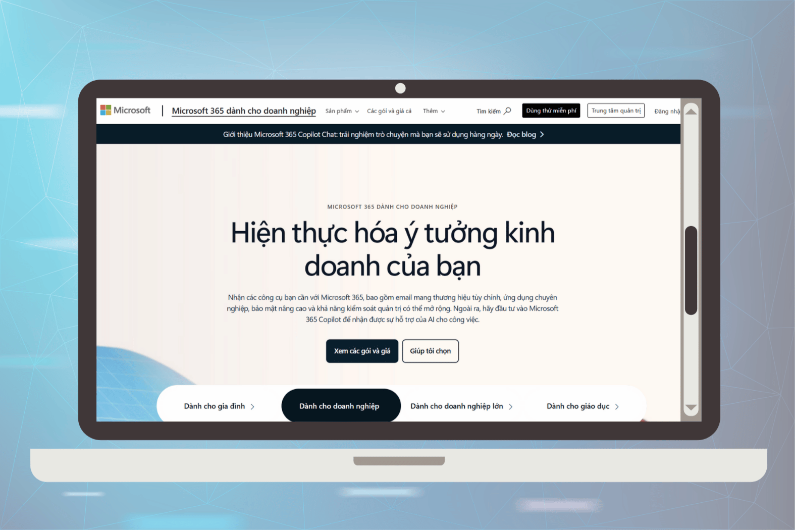 Đăng ký trực tiếp từ website Microsoft