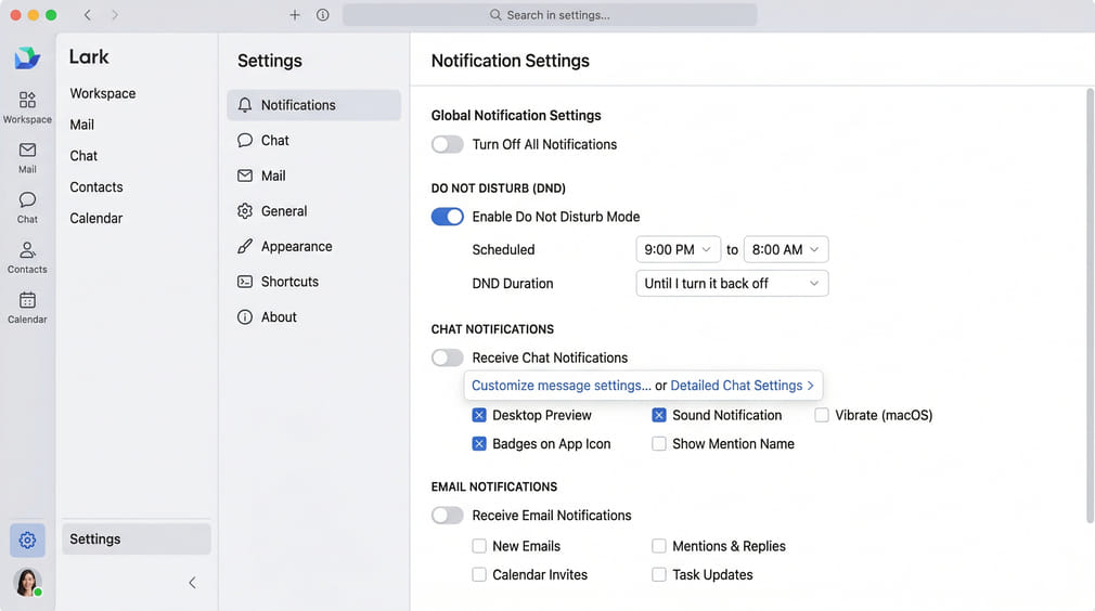 4 cách tắt thông báo trong Lark giúp bạn tập trung hơn
