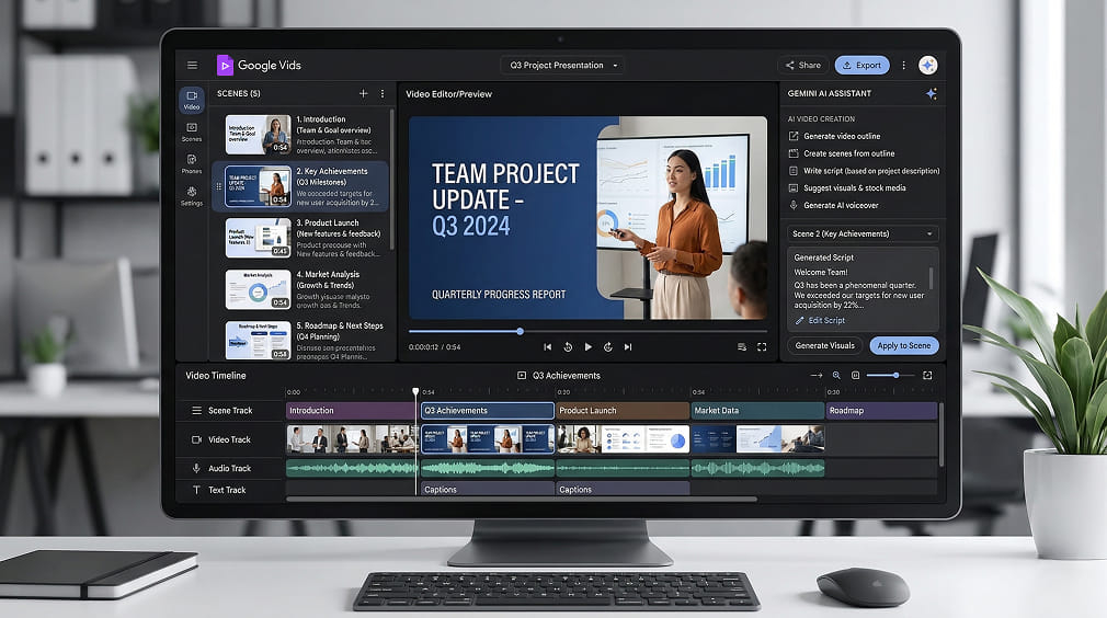Gemini trong Google Vids: AI giúp tạo video nhanh cho công việc