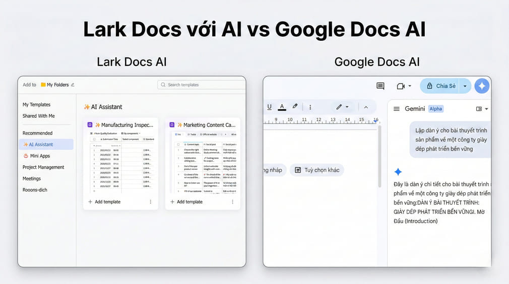 Lark Docs với AI vs Google Docs AI: Công cụ nào hỗ trợ viết tốt hơn?